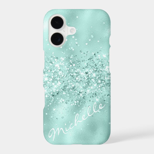 Glam Aqua Blue Foil Confetti  Case-Mate iPhone Case (Back)