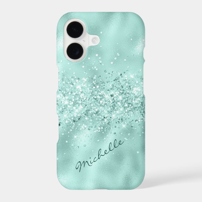 Glam Aqua Blue Foil Confetti Case-Mate iPhone Case (Back)