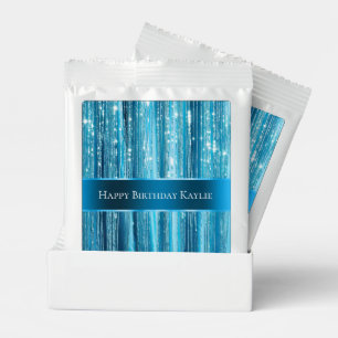 Glam Aqua Blue Glitzy Sparkle Birthday Hot Chocolate Drink Mix