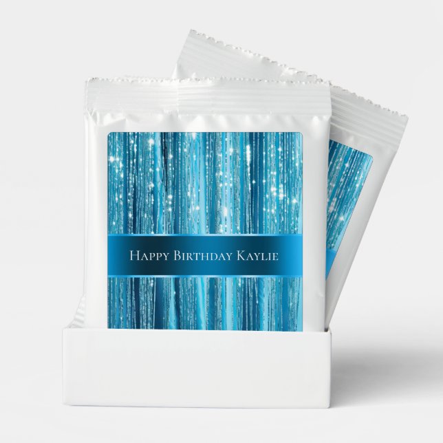Glam Aqua Blue Glitzy Sparkle Birthday Hot Chocolate Drink Mix (Pair)