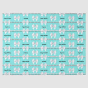 Glam Aqua Blue Tiffany Theme Bougie Happy Birthday Tissue Paper