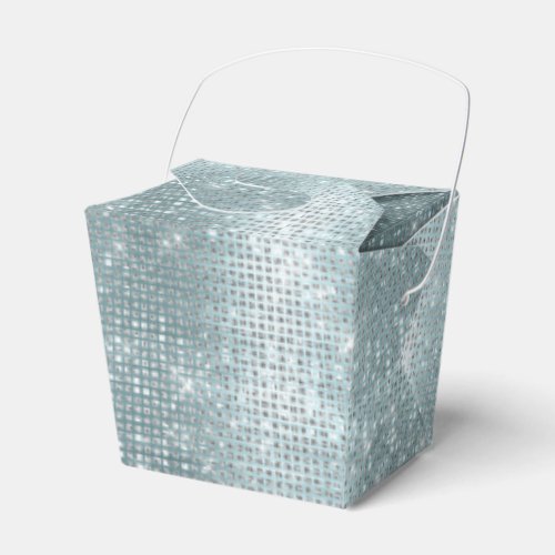Glam Aqua Glitzy Silver Sparkle Favor Boxes