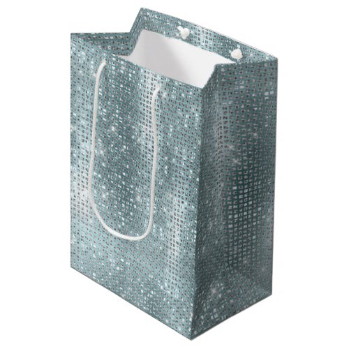 Glam Aqua Glitzy Silver Sparkle Medium Gift Bag