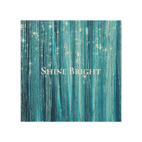 Glam Aqua Sparkle Stripes  Wood Wall Art