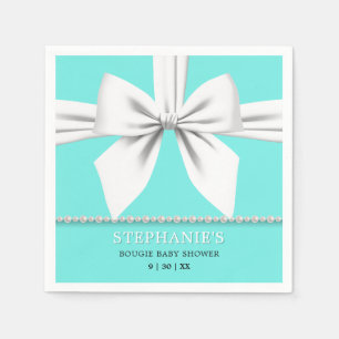 Glam Aqua Teal Elegant Fancy Tiffany Baby Shower Napkins