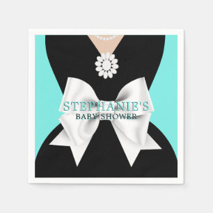 Glam Aqua Teal Fancy Theme Baby Shower Napkins