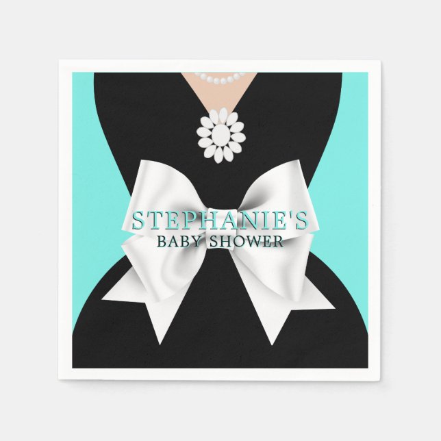 Glam Aqua Teal Fancy Tiffany Theme Baby Shower Napkins (Front)