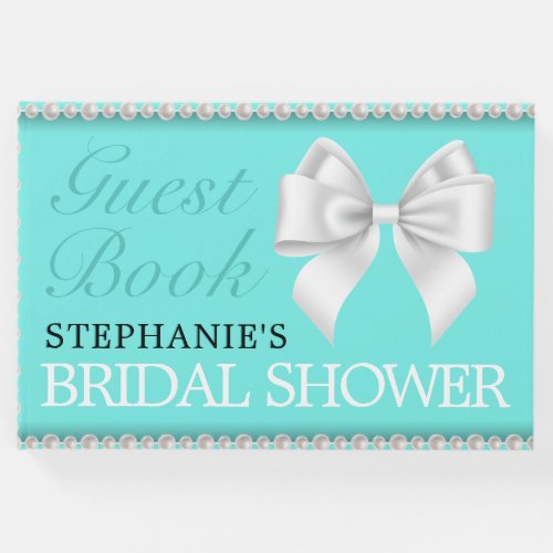 Glam Aqua Tiffany Theme Bridal Shower Guest Book