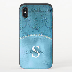 Glam Aquamarine Foil Look iPhone  XS Slider Case