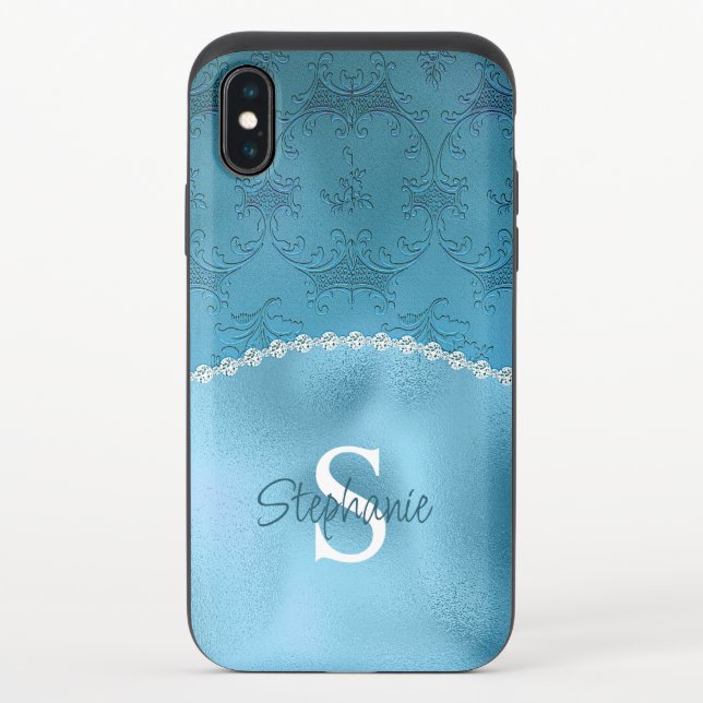Glam Aquamarine Foil Look iPhone  Uncommon iPhone Case (Back)