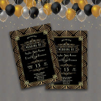Glam Art Deco Black Gatsby 1920s Style Wedding