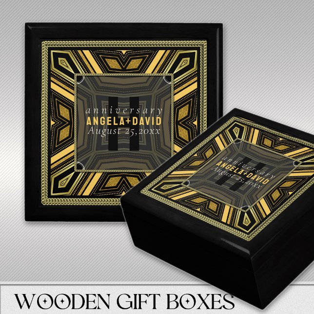 Glam Art Deco Black Gold Wedding Anniversary Box (Creator Uploaded)