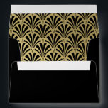 Glam Art Deco Black wth Faux Gold Accents Wedding Envelope<br><div class="desc">These very elegant,  upscale wedding invitation envelopes feature an art deco fans design in black and a faux gold look. (This is not gold foil,  but is just a printed effect.) The envelope color is black. Your return address is printed on the back flap.</div>