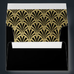 Glam Art Deco Black wth Faux Gold Accents Wedding Envelope<br><div class="desc">These very elegant,  upscale wedding invitation envelopes feature an art deco fans design in black and a faux gold look. (This is not gold foil,  but is just a printed effect.) The envelope color is black. Your return address is printed on the back flap.</div>