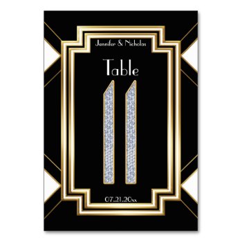 Glam Art Deco Diamond Wedding Table Number Eleven by Truly_Uniquely at Zazzle
