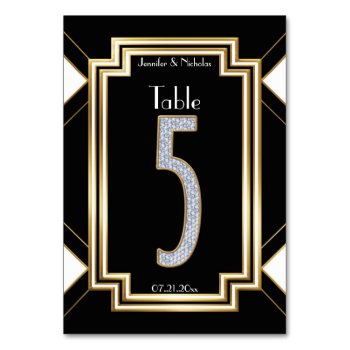 Glam Art Deco Diamond Wedding Table Number Five by Truly_Uniquely at Zazzle