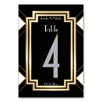 Glam Art Deco Diamond Wedding Table Number Four by Truly_Uniquely at Zazzle