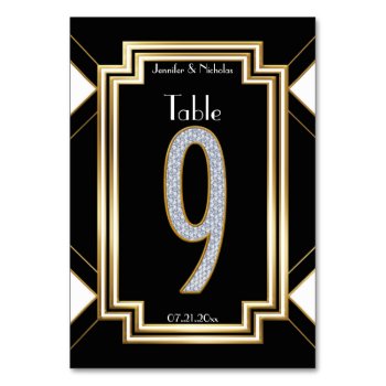 Glam Art Deco Diamond Wedding Table Number Nine by Truly_Uniquely at Zazzle