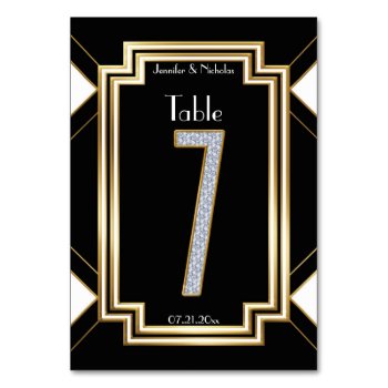 Glam Art Deco Diamond Wedding Table Number Seven by Truly_Uniquely at Zazzle