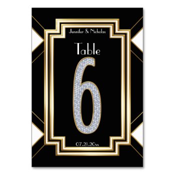 Glam Art Deco Diamond Wedding Table Number Six by Truly_Uniquely at Zazzle