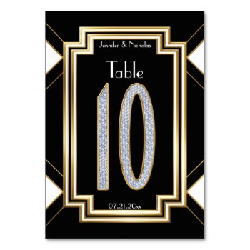 Glam Art Deco Diamond Wedding Table Number Ten by Truly_Uniquely at Zazzle
