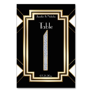 Glam Art Deco Diamonds Wedding Table Number One by Truly_Uniquely at Zazzle