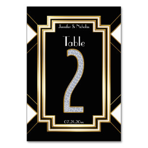 Glam Art Deco Diamonds Wedding Table Number Two