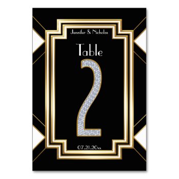 Glam Art Deco Diamonds Wedding Table Number Two by Truly_Uniquely at Zazzle