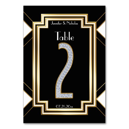 Glam Art Deco Diamonds Wedding Table Number Two