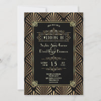 Glam Art Deco Gold Black Gatsby 20s Wedding