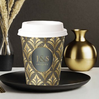 Glam Art Deco Pattern Wedding Id1033 Paper Cups by arrayforhome at Zazzle