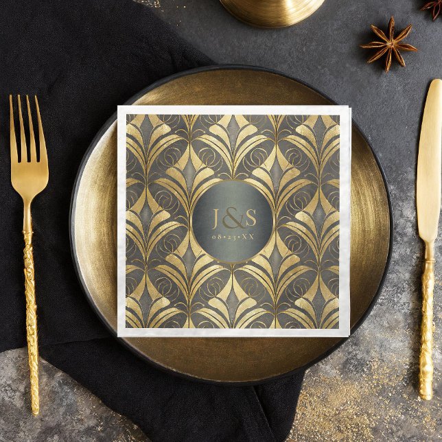 Glam Art Deco Pattern Wedding ID1033 Paper Dinner Napkins (Creator Uploaded)