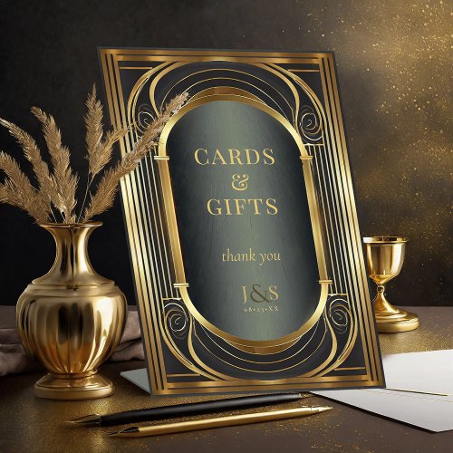 Glam Art Deco Wedding Cards Gifts ID1033 Pedestal Sign