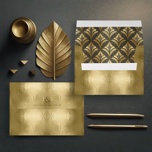 Glam Art Deco Wedding Gold Foil Effect ID1033 Envelope