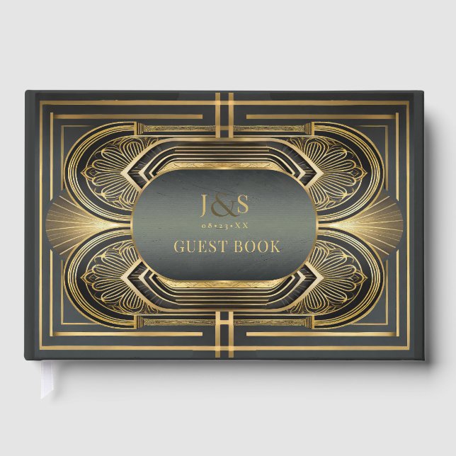 Glam Art Deco Wedding ID1033 Guest Book (Front)