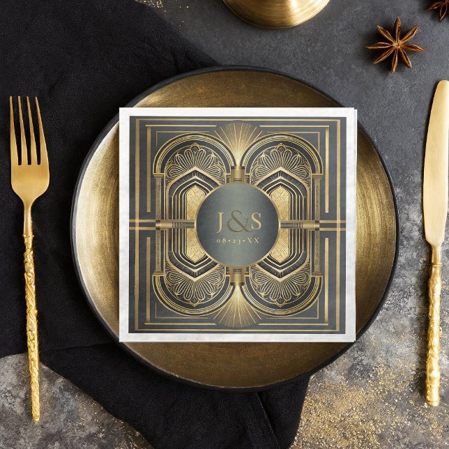 Glam Art Deco Wedding ID1033 Paper Dinner Napkins (Creator Uploaded)