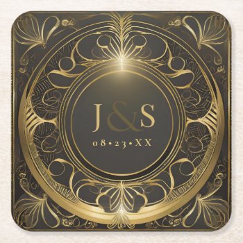 Glam Art Deco Wedding V2 Id1033 Square Paper Coaster by arrayforhome at Zazzle