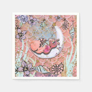 Glam Baby Mermaid Girls Baby Shower Birthday Party Napkins
