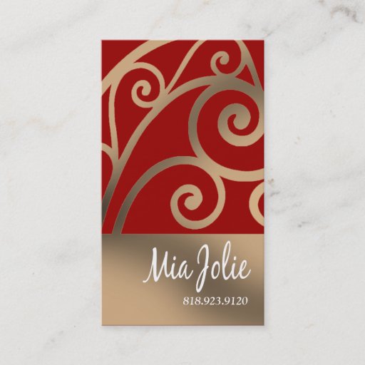 Customizable "Glam Baroque Curves" - Distinctive, Classy, Chic Business Card Template