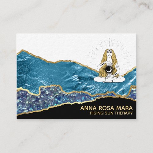  Glam Beach Moon Goddess Gold Glitter Teal Business Card