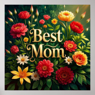 Glam Beautiful Floral Flowers For Mother's Day Poster