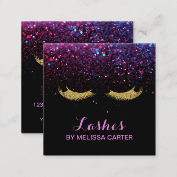 Glam Beauty Salon Makeup Artist Lash Extensions Square Business Card by businesscardsdepot at Zazzle
