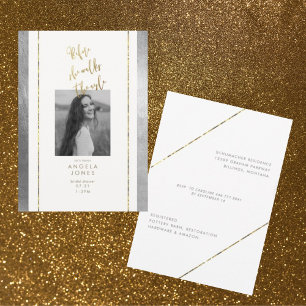 Glam Before She Walks Photo Gold & Silver Bridal Invitation