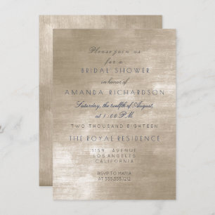 Glam Beige Ivory Velvet Bridal Shower Invitation