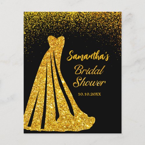 Glam Black And Gold Glitter Dress Bridal Shower