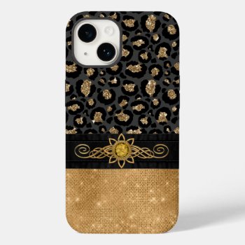 Glam Black And Gold Leopard Print Case-mate Iphone 14 Case by DizzyDebbie at Zazzle