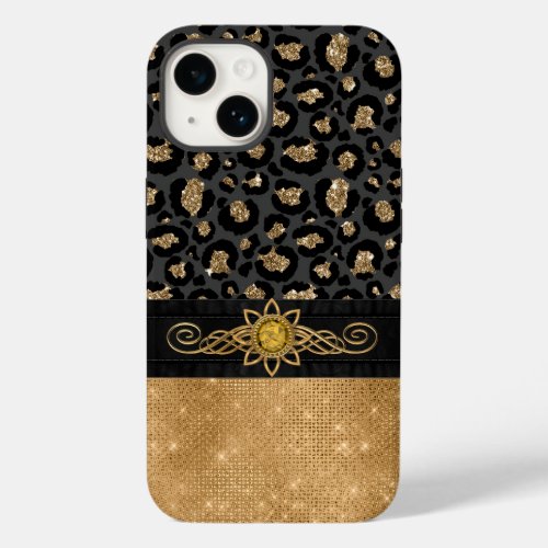 Glam Black and Gold Leopard Print Case_Mate iPhone 14 Case