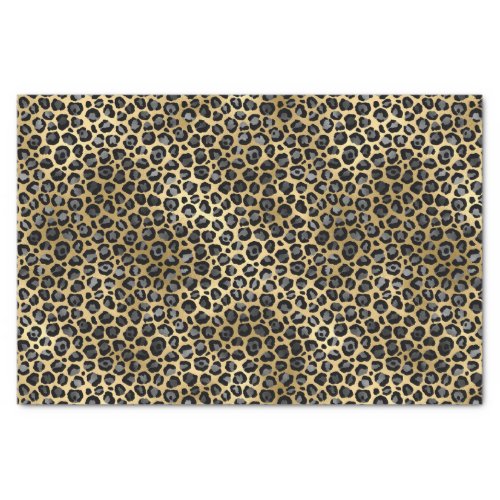 Glam Black and Gold Leopard Spots Patterned Tissue Paper