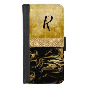 Glam Black and Gold Marbled iPhone 7/8 Wallet Case