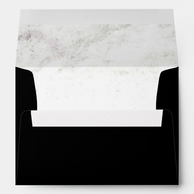 Glam Black and Marble with Gold Text Envelope (Back (Bottom))